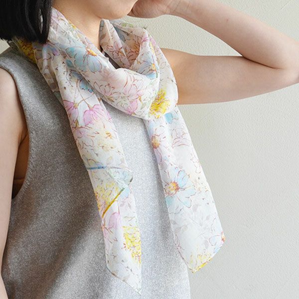 オーガニックコットン アルティメイトピマ ストール Drawingガーデンフラワー