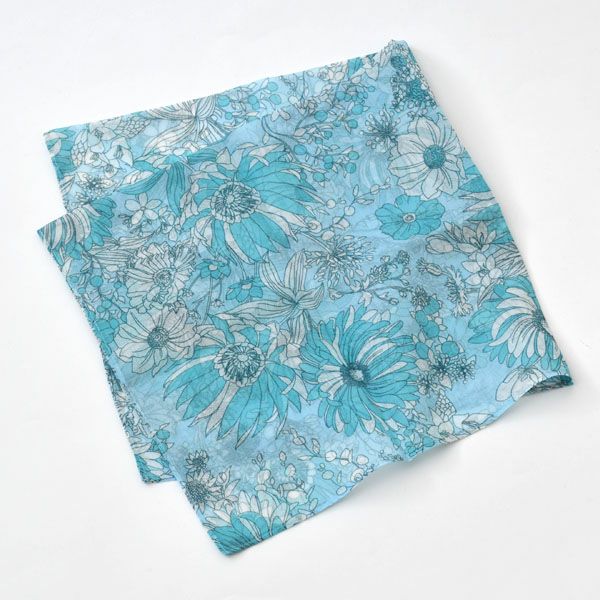 オーガニックコットン アルティメイトピマ ハンカチーフ Drawingエレガントフラワー