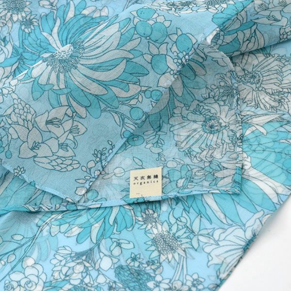 オーガニックコットン アルティメイトピマ ハンカチーフ Drawingエレガントフラワー