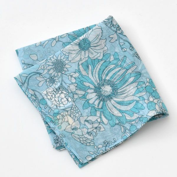 オーガニックコットン アルティメイトピマ ハンカチーフ Drawingエレガントフラワー