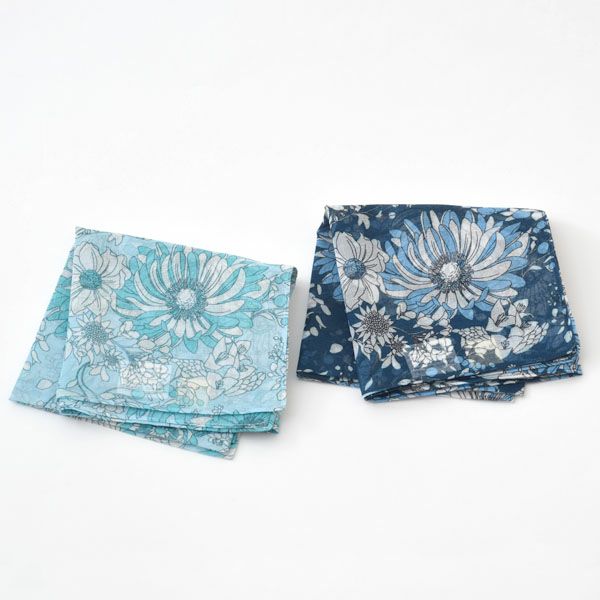 オーガニックコットン アルティメイトピマ ハンカチーフ Drawingエレガントフラワー