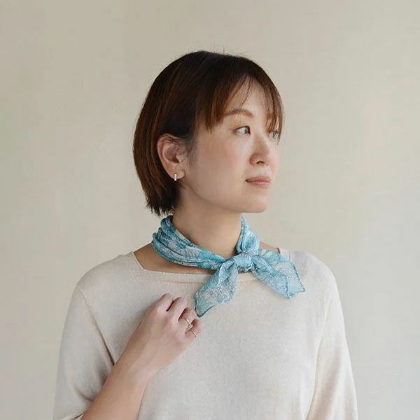 オーガニックコットン アルティメイトピマ ハンカチーフ Drawingエレガントフラワー