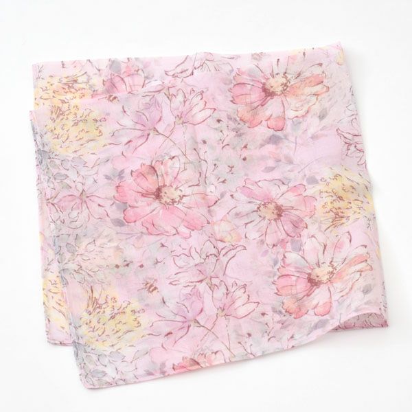 オーガニックコットン アルティメイトピマ ハンカチーフ Drawingガーデンフラワー