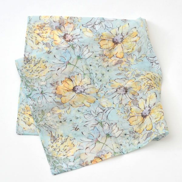 オーガニックコットン アルティメイトピマ ハンカチーフ Drawingガーデンフラワー