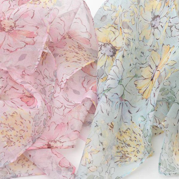 オーガニックコットン アルティメイトピマ ハンカチーフ Drawingガーデンフラワー