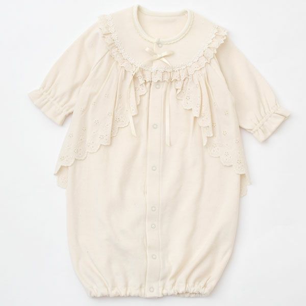 オーガニックコットン スムースフード付きドレスオール ナチュラル 50-70