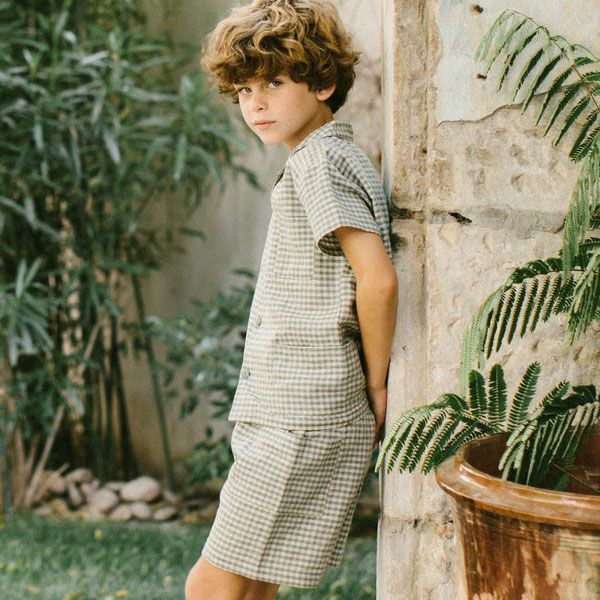 オーガニックコットン＆リネン キッズ半袖シャツ Uma