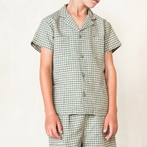 オーガニックコットン＆リネン キッズ半袖シャツ Uma