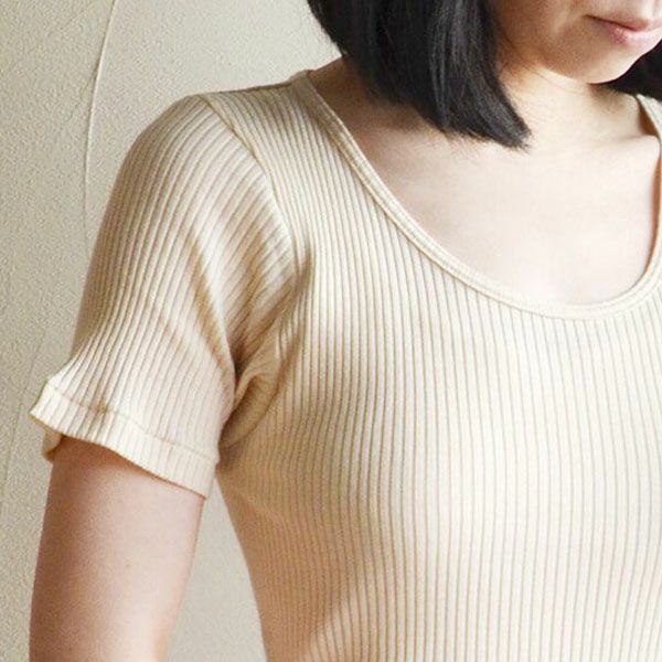 オーガニックコットン リブ半袖シャツ