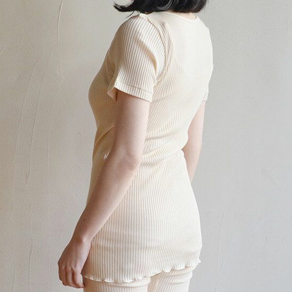 オーガニックコットン リブ半袖シャツ