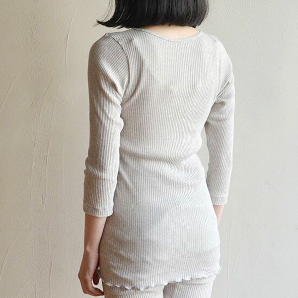 オーガニックコットン リブ8分袖シャツ