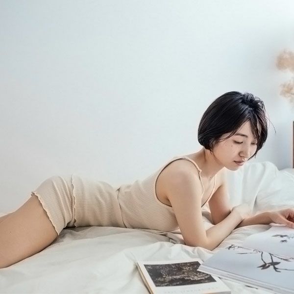 オーガニックコットン リブ1分丈ショーツ