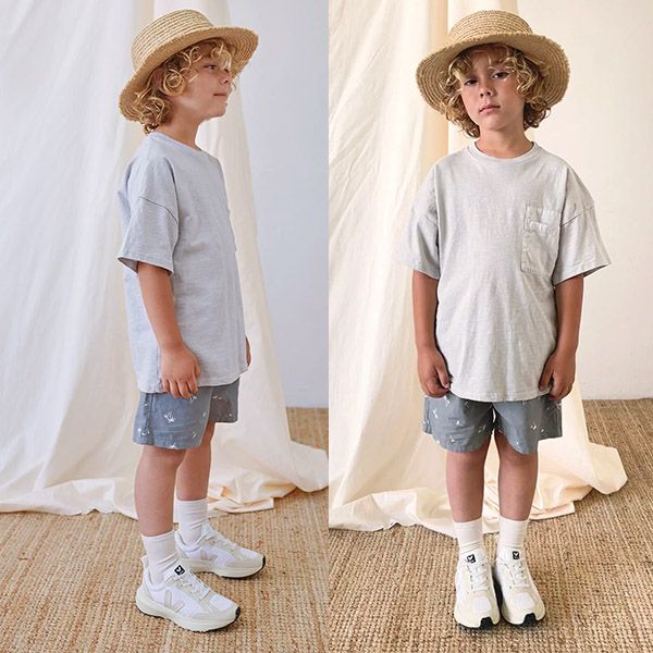 オーガニックコットン キッズスラブポケット付きTシャツ(半袖)