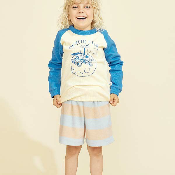 オーガニックコットン キッズ テリーストライプハーフパンツ