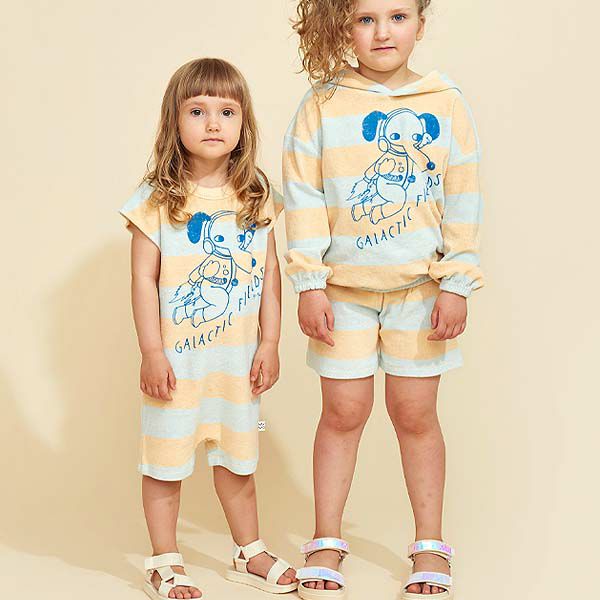 オーガニックコットン キッズ テリーストライプハーフパンツ