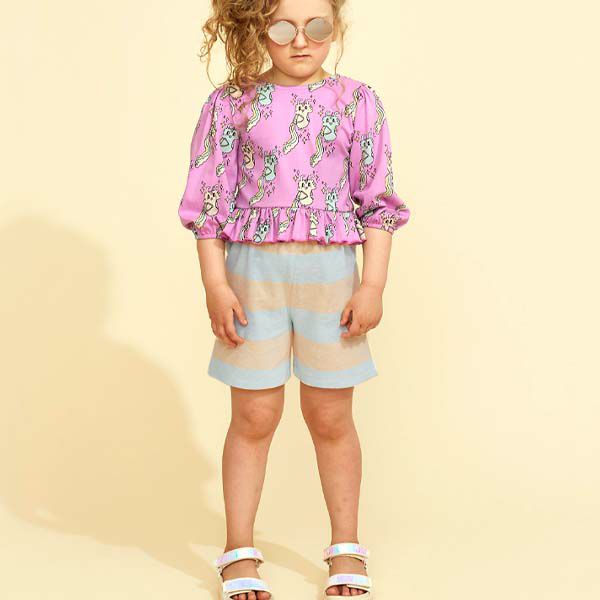 オーガニックコットン キッズ テリーストライプハーフパンツ