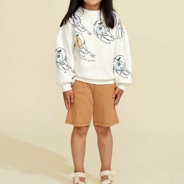 オーガニックコットン キッズ リブハーフパンツ