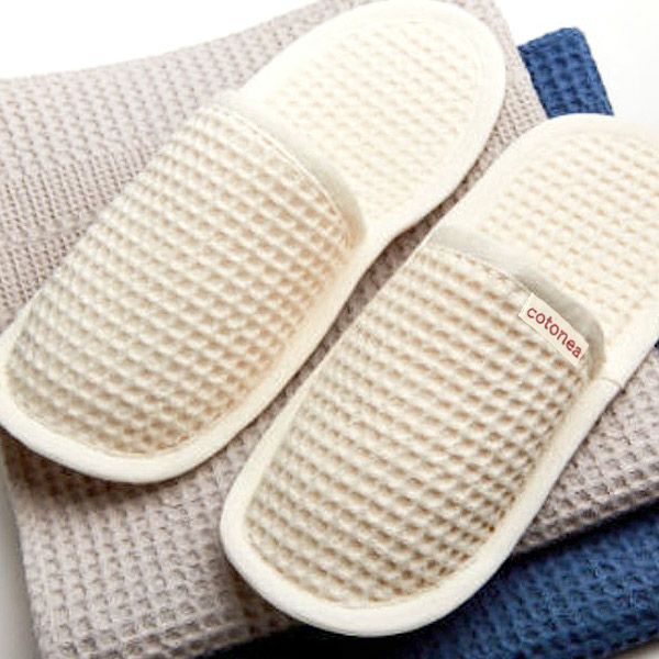 オーガニックコットン ワッフルスリッパ