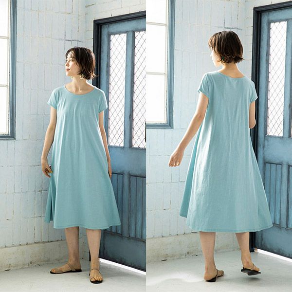 オーガニックコットン スラブ天竺サイドフレアドレス