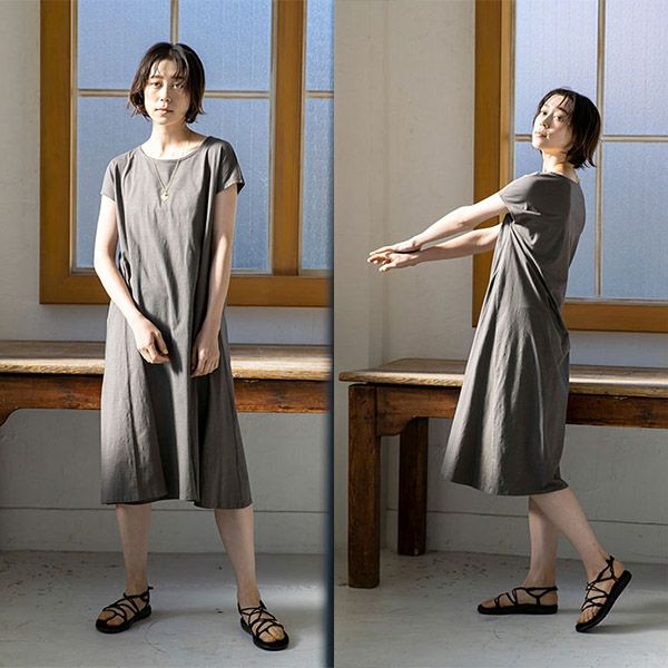 オーガニックコットン スラブ天竺サイドフレアドレス