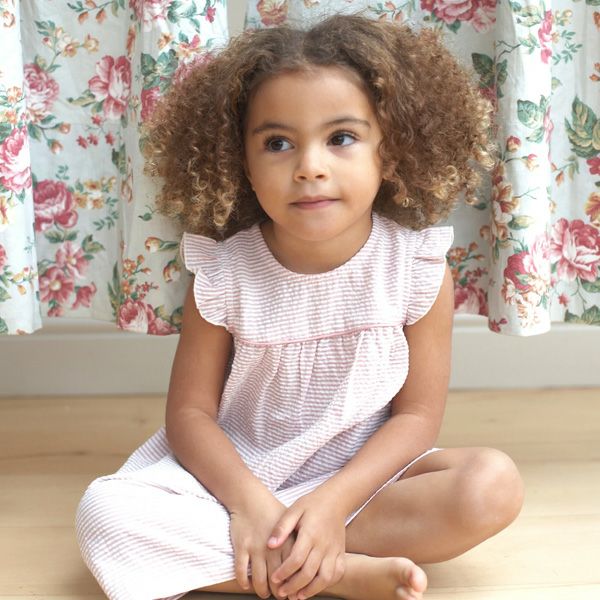 オーガニックコットン キッズシアサッカーシフトドレス