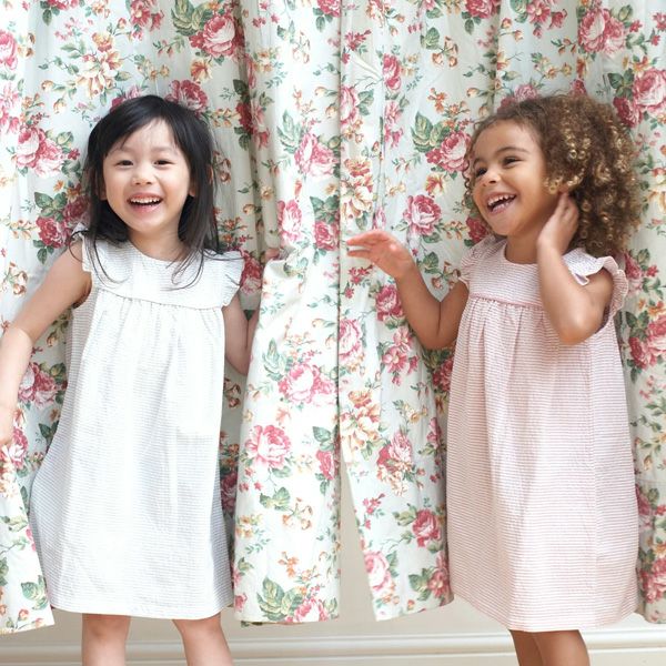 オーガニックコットン キッズシアサッカーシフトドレス