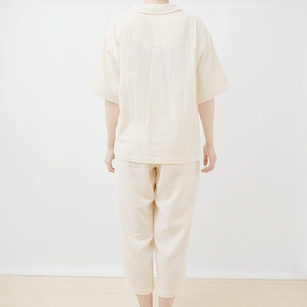 オーガニックコットン 追撚ダブルガーゼ半袖パジャマ ナチュラル M