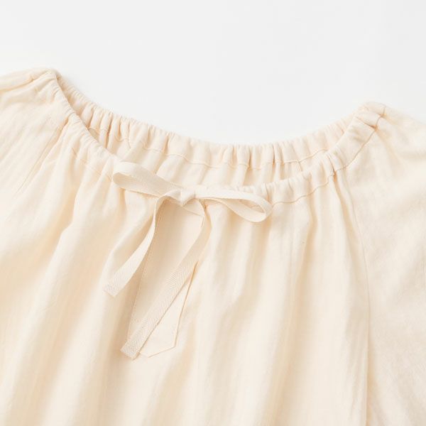 オーガニックコットン ヘリンボンギャザープルオーバーセット(半袖) ナチュラル M