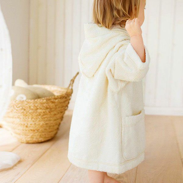 オーガニックコットン ベビー パーカーバスローブ きなり 50-90
