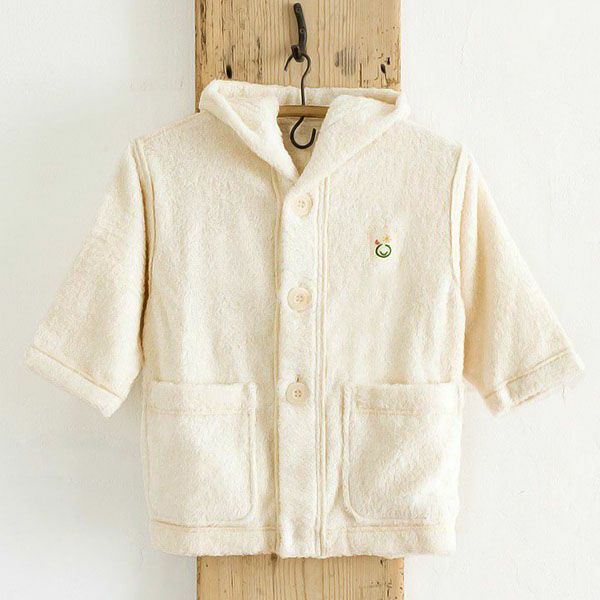 オーガニックコットン ベビー パーカーバスローブ きなり 50-90