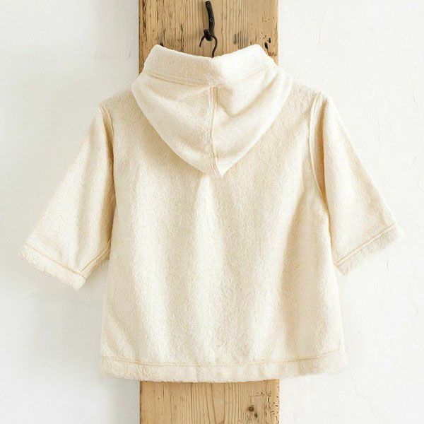 オーガニックコットン ベビー パーカーバスローブ きなり 50-90