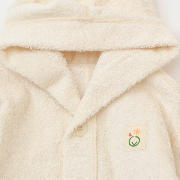オーガニックコットン ベビー パーカーバスローブ きなり 50-90