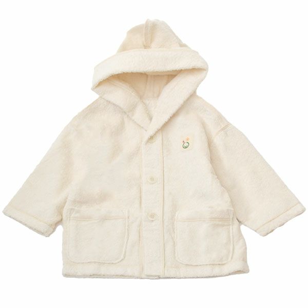 オーガニックコットン ベビー パーカーバスローブ きなり 50-90