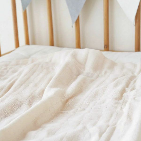 オーガニックコットン ベビー 三重織おくるみガーゼケット きなり 80×130