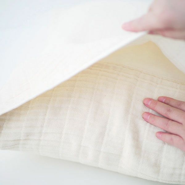 オーガニックコットン 三重織ガーゼピローケース きなり