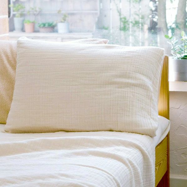 オーガニックコットン 三重織ガーゼピローケース きなり