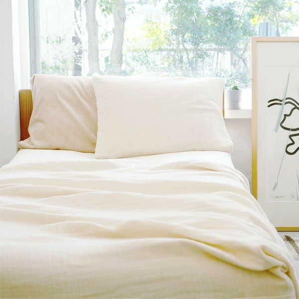 オーガニックコットン 三重織ガーゼケット シングル きなり