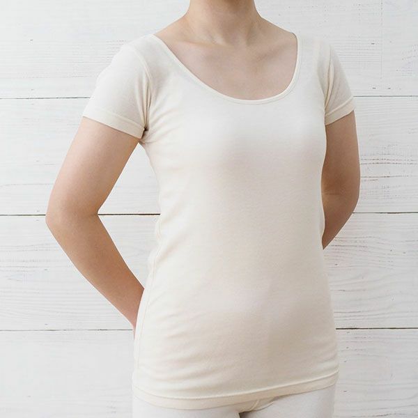 オーガニックコットン 薄手フレンチ袖インナー