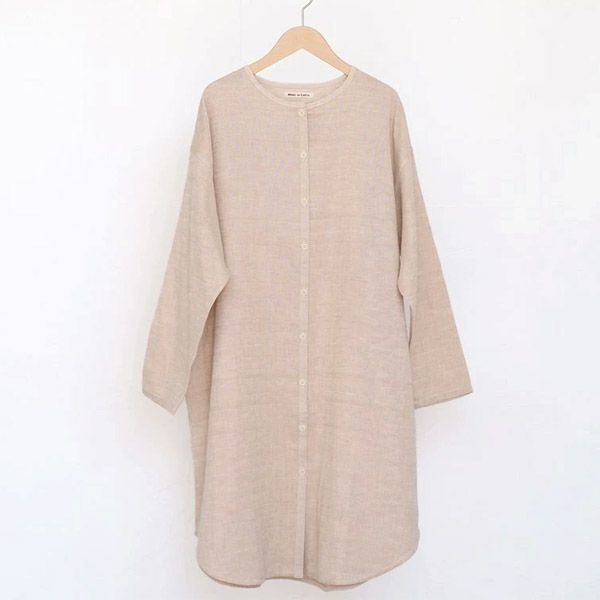 オーガニックコットン ダブルガーゼのワンピースパジャマ茶