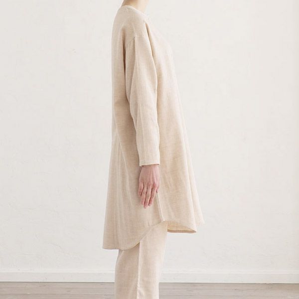 オーガニックコットン ダブルガーゼのワンピースパジャマ茶