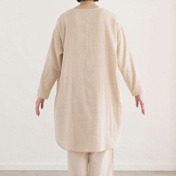 オーガニックコットン ダブルガーゼのワンピースパジャマ茶