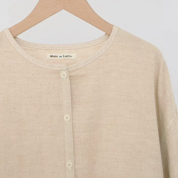 オーガニックコットン ダブルガーゼのワンピースパジャマ茶