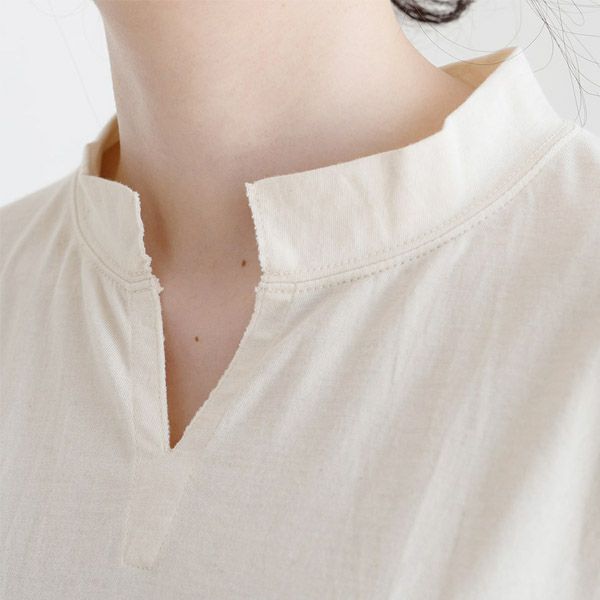 オーガニックコットン スキッパー5分袖ワンピース きなり