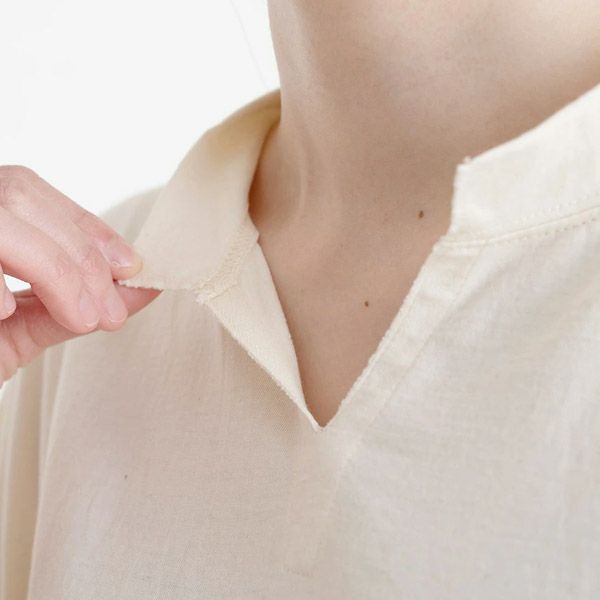 オーガニックコットン スキッパー5分袖ワンピース きなり