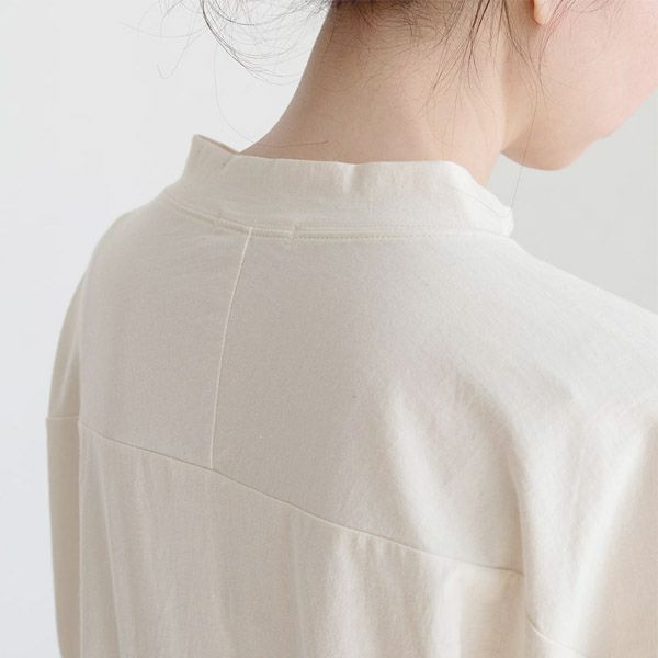 オーガニックコットン スキッパー5分袖ワンピース きなり