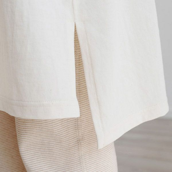 オーガニックコットン スキッパー5分袖ワンピース きなり