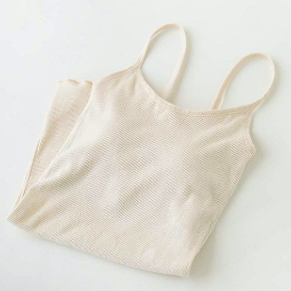 オーガニックコットン リブ編みカップ付キャミソール