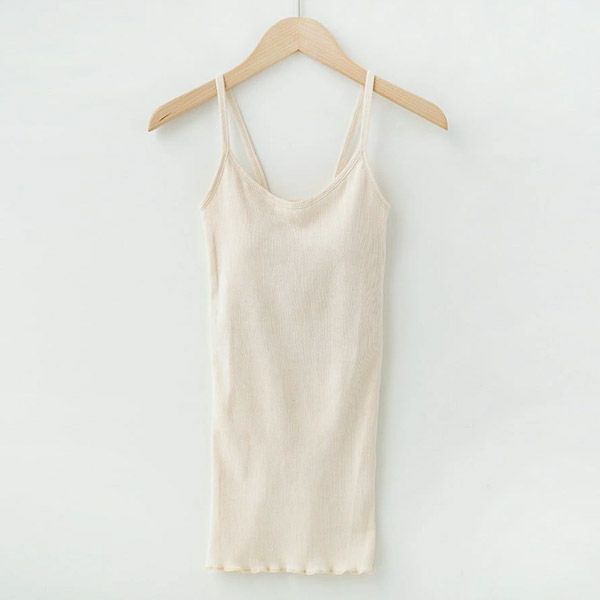 オーガニックコットン リブ編みカップ付キャミソール