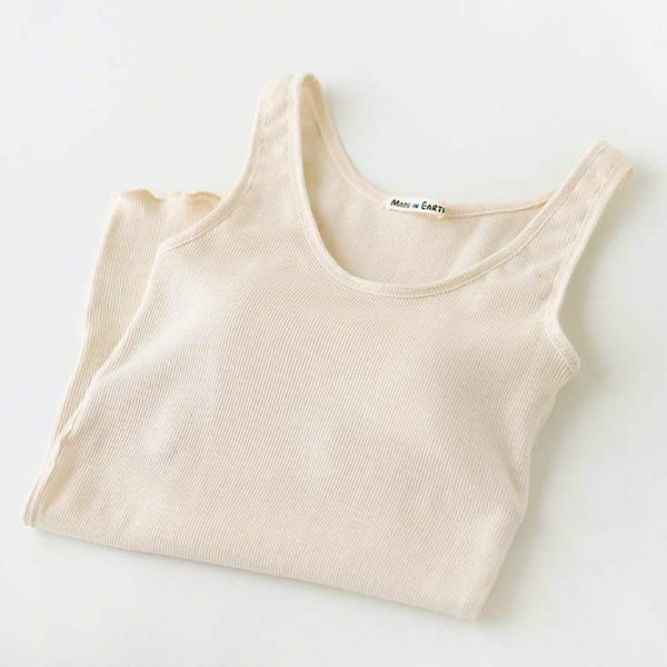 オーガニックコットン リブ編みカップ付ノースリーブ