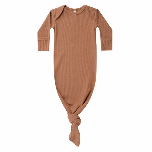 オーガニックコットン ベビーリブ結びガウン(長袖)